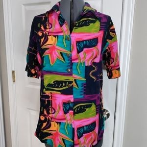 Vintage 80s Jo Hardin abstract women's blouse size 10